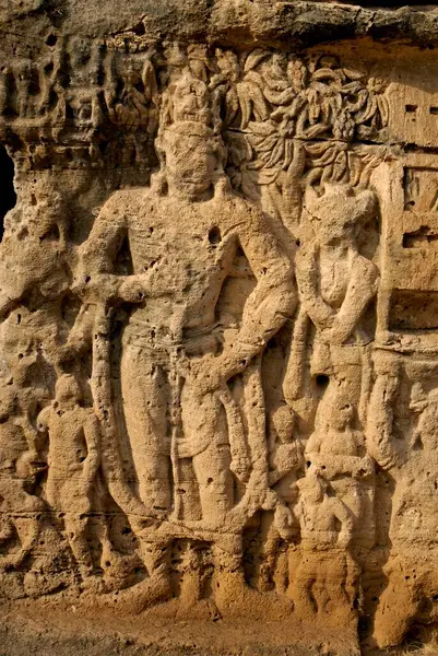 Stock image Bodhisatva Avalokiteshvara rock cave Khambhaliya dating from around 4th Century AD, Rajkot, Gujarat, India 