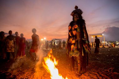 Kadın kıyafetleri Hindu Tanrıçası Kali, Tamil Nadu, Hindistan, Asya