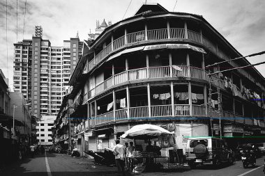 Grant Yolu yakınlarındaki eski ve modern yerleşim yeri Bombay Mumbai, Maharashtra, Hindistan