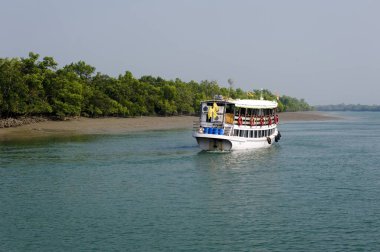 Sundarban Ormanı 'ndaki turist botu Batı Bengal Kalküta Hindistan 