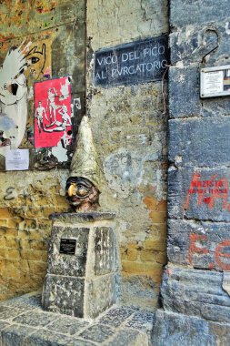 Pulcinella kuklası heykeli, Napoli, Campania, İtalya, Avrupa 