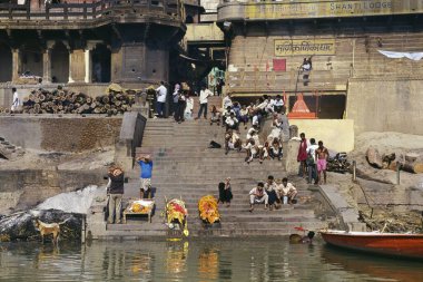 Manikarnika, Varanasi Ghat, Uttar Pradesh, Hindistan 