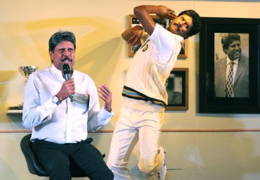 Kapil Dev, Kapil Dev Ramlal Nikhanj, Indian cricketer, wax statue, Madame Tussauds, New Delhi, India, 11 May 2017 clipart