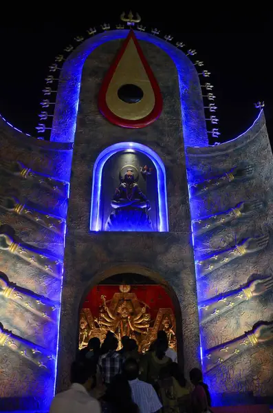 stock image Decorated outer gate of Pandal during Durga festival at Kolkata India