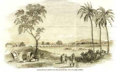 Köprü geçenlerde Bhowanee, Madras yakınlarındaki Corvery Nehri üzerinde inşa edildi. Şimdi Chennai, Tamil Nadu, Hindistan 