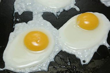 Yumurtalar, tavada kızartılıyor.