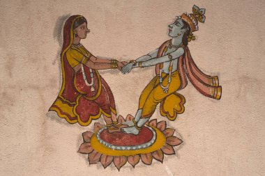 Tanrı Krishna Radha Fugdi dans gösterisi yapıyor. Pune, maharashtra, Hindistan, Asya. 
