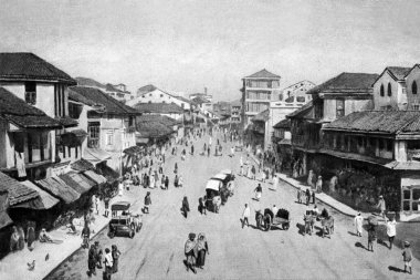 Hindistan 'ın Yerli Mahallesi' nin eski, modası geçmiş bir fotoğrafı. Null Bazar Mumbai maharashtra Hindistan. 