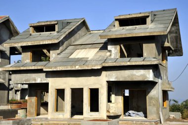Mumbai Maharashtra Hindistan 'daki bungalov evinin inşaatı 