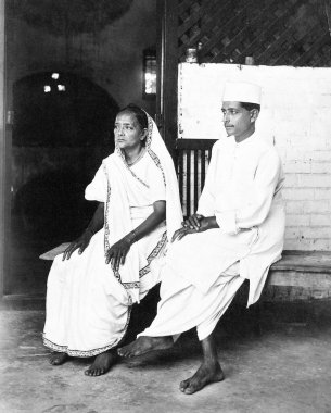 Kasturba Gandhi ve oğlu Ramdas Sabarmati Ashram, Ahmedabad, Gujarat, Hindistan, 1920
