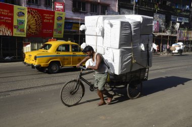 Üç tekerlekli çekçek, Kolkata, Batı Bengal, Hindistan, Asya