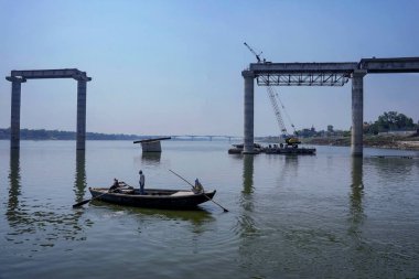 Köprü inşaatı, varanasi, uttar pradesh, Hindistan, Asya 