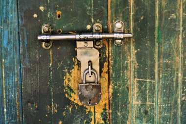 Kilitli kapı, Gurez Vadisi, Bandipora, Kaşmir, Hindistan, Asya