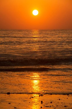 Günbatımı Juhu Sahili, Mumbai, Maharashtra, Hindistan, Asya