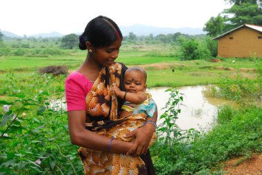 Ho kabileleri anne ve çocuk, Chakradharpur, Jharkhand, Hindistan  