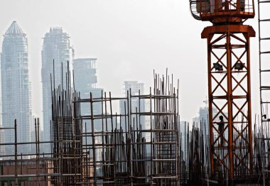 Bombay Mumbai 'de inşaat alanı; Maharashtra; Hindistan 5-Mayıs-2009