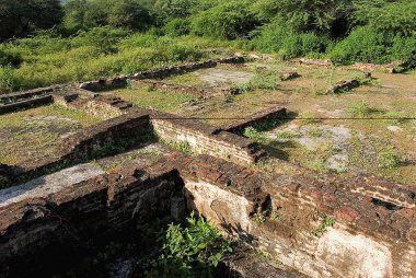 UNESCO dünya mirası Champaner Pavagad; 1970-1975 yılları arasında Baroda M S Üniversitesi tarafından yapılan kazılar Amir Manzil Kompleksi, Champaner; Panchmahals Bölgesi; Gujarat Eyaleti; Hindistan; Asya 