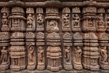 decorative stone carving at Konark Sun Temple Orrisa India clipart