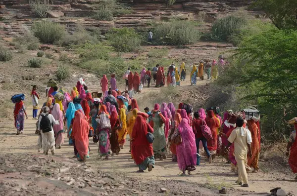 Yürüyen Padyatra Jodhpur Rajasthan, Hindistan, Asya 