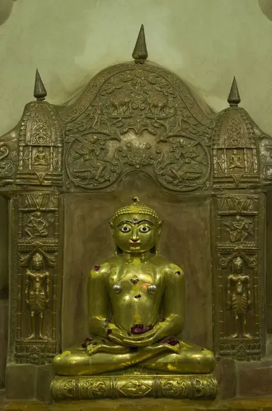 stock image metal idol of Lord Mahavir Jain temple Jaisalmer Rajasthan India Asia