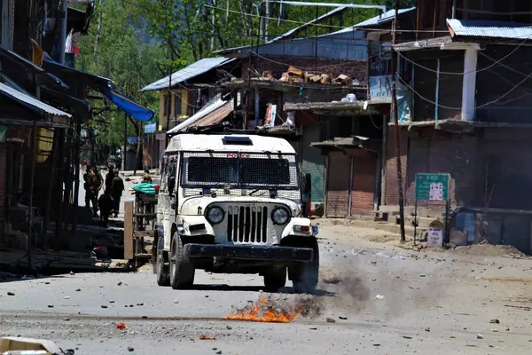 stock image police jeep, sopore, Kashmir, India, Asia 