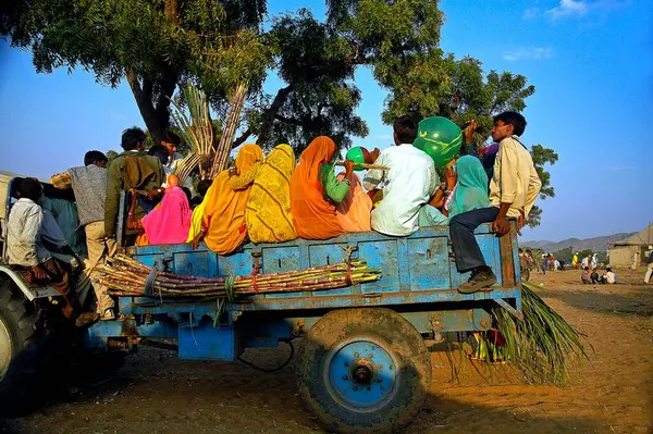 stock image villagers on a tractor going to the fair, Pushkar, Rajasthan, India  