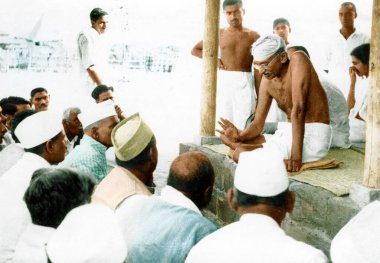 Mahatma Gandhi sosyal hizmet görevlileri Wardha, Maharashtra, Hindistan, Asya, Mayıs 1936 
