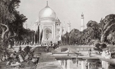 Taj Mahal, Agra, Uttar Pradesh, Hindistan ve Asya 'nın eski vintage fotoğrafları.