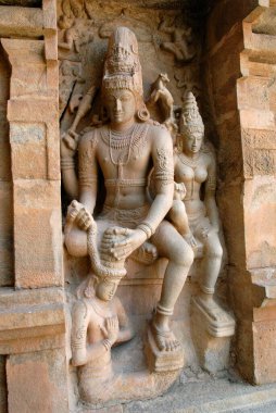 11. yüzyıl Saraswati heykeli Brihadishvara tapınağında, Gangaikonda Cholapuram, Tamil Nadu, Hindistan 