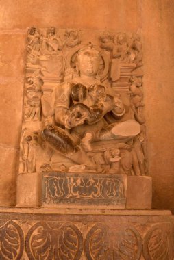 Tanrıça heykeli Lakshmana tapınağı, Khajuraho, Madhya Pradesh, Hindistan, Asya