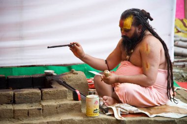 Swami rajendra das ji, kumbh mela, madhya pradesh, india, asia  clipart