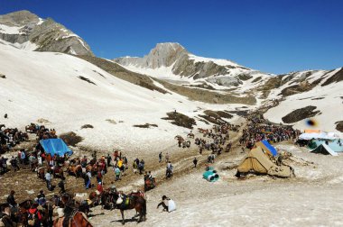 Pilgrim, mahagunas pass, amarnath yatra, Jammu Kashmir, Hindistan, Asya 