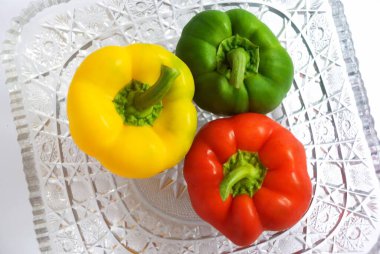 The Bell Peppers ; capsicums - red ; green & yellow originated from Mexico clipart