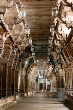 İkinci Prakara 'da Colonnade; Chidambaram Nataraja Tapınağı; Chidambaram; Tamil Nadu; Hindistan