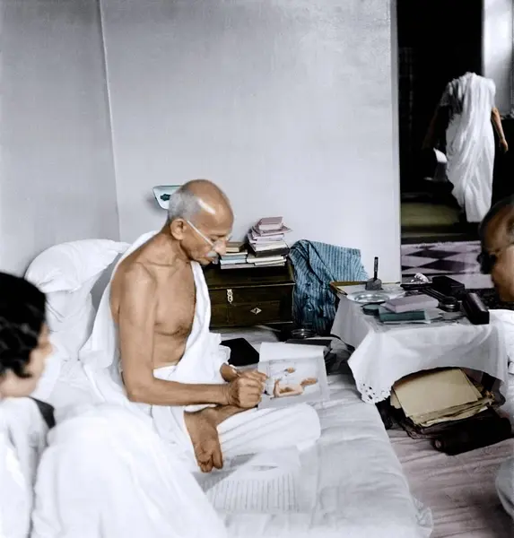 stock image Mahatma Gandhi signing photograph, Birla House, Mumbai, India, Asia, 1940 