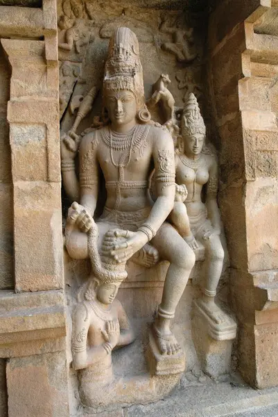 stock image 11th century Saraswati statue in Brihadishvara temple, Gangaikonda Cholapuram, Tamil Nadu, India 