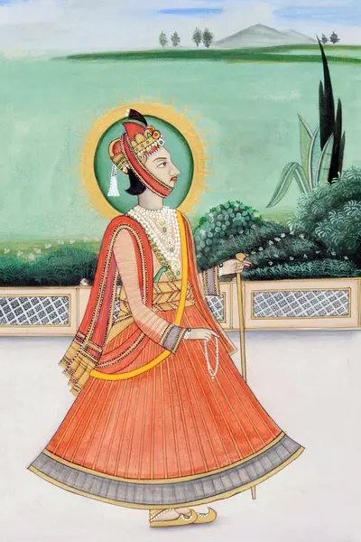 stock image Miniature painting of Maharaja Sawai Jai Singh Third Jaipur