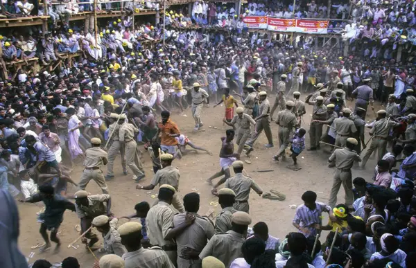 Riots Lathi Charge Agitation — Stock Photo, Image