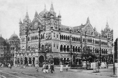 Victoria Terminali 'nin eski bir fotoğrafı. Mumbai maharashtra Hindistan.