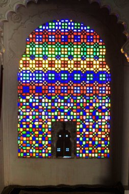 Window of bagore ki haveli ; Udaipur ; Rajasthan ; India clipart