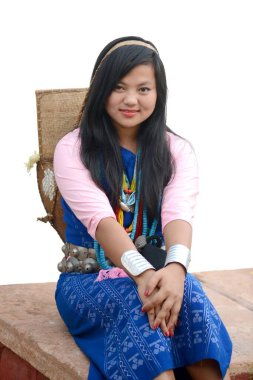 Geleneksel Giyinen Kadın Arunachal Pradesh Hindistan Asya 