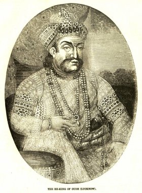 Litografik portreler, Oude 'un eski kralı, Lucknow, Uttar Pradesh, Hindistan   