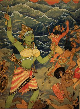 Hinduizm, hindu sanatı, himalaya akademi sanatı, din, maneviyat, sanatçı S. Rajam, shakti, himalayalar, savaşçı.