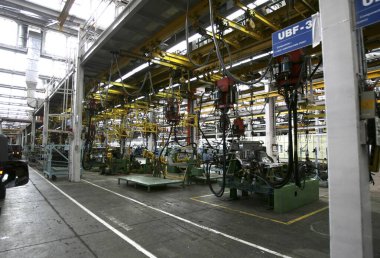 Atölye, Tata motorları fabrikası, Pune yakınlarında Pimpri, Maharashtra, Hindistan 