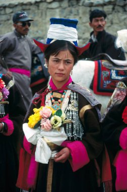 Ladakh festivali, katılımcı ladakhi kadın, ladakh, Hindistan
