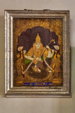 Saraswati fotoğraf çerçevesi, thanjavur, tamil nadu, Hindistan, Asya 