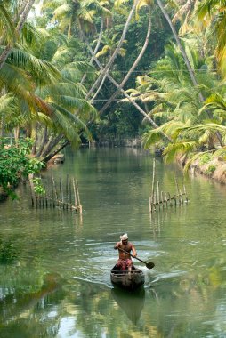 Kerala, Hindistan 'da tekne gezisi. 