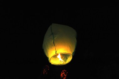 Kağıt Fener Gece Gökyüzünde, Hindistan, Asya