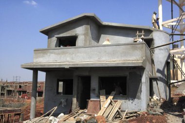 Bombay Mumbai, Maharashtra, Hindistan 'da inşaat işçileri 