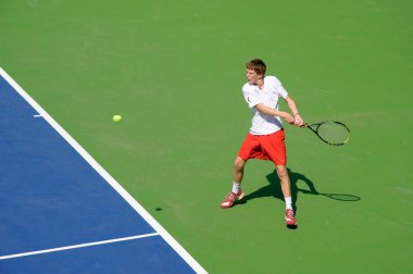 Scott Clayton tenis oynuyor, Pune, Maharashtra, Hindistan 14-Ekim-2008   